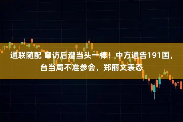 通联随配 窜访后遭当头一棒！中方通告191国，台当局不准参会，郑丽文表态
