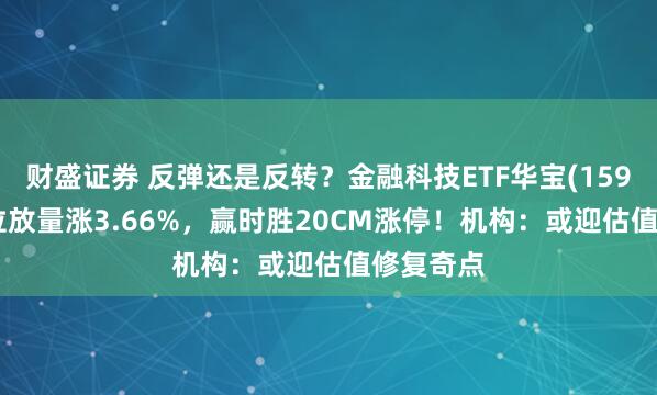 财盛证券 反弹还是反转？金融科技ETF华宝(159851)低位放量涨3.66%，赢时胜20CM涨停！机构：或迎估值修复奇点